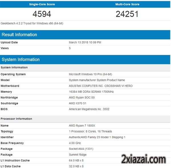 AMD Ryzen 7 2700XʽսƽƵ1800X